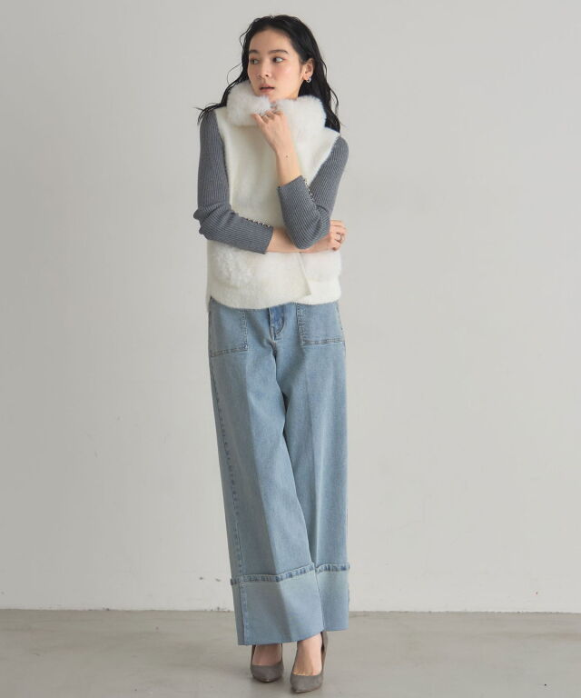 オフィシャルサイト限定】ファー×ニットZIPベスト