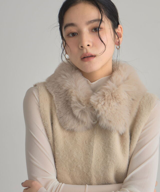 オフィシャルサイト限定】ファー×ニットZIPベスト
