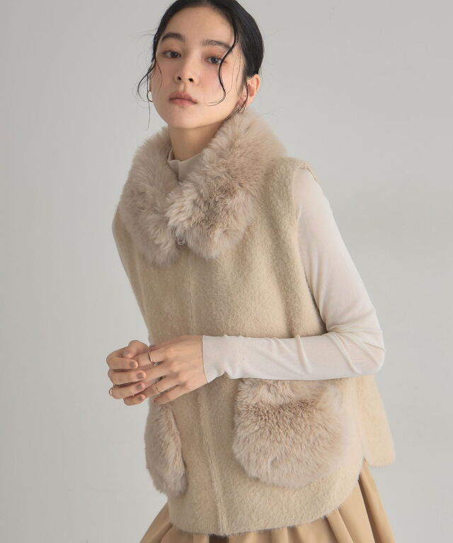 オフィシャルサイト限定】ファー×ニットZIPベスト