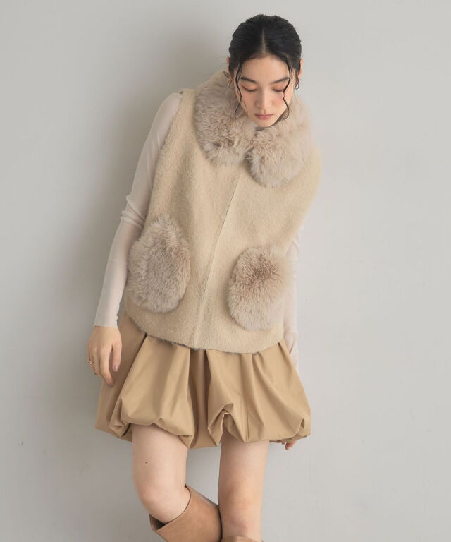 オフィシャルサイト限定】ファー×ニットZIPベスト