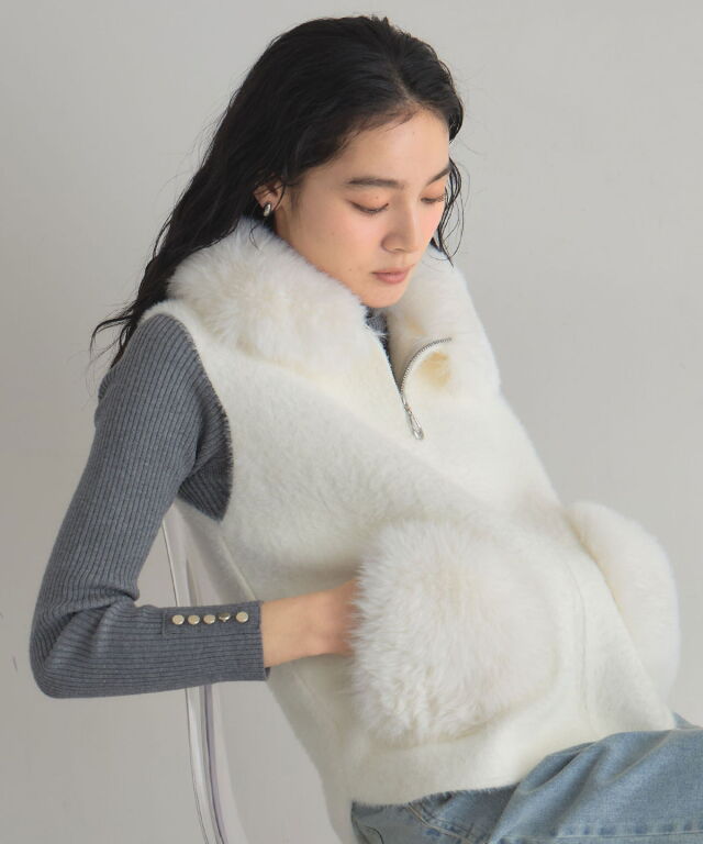 ★モコモコページとなります★ オフィシャルサイト限定】ファー×ニットZIPベスト