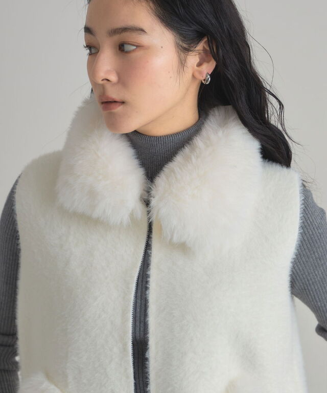 オフィシャルサイト限定】ファー×ニットZIPベスト