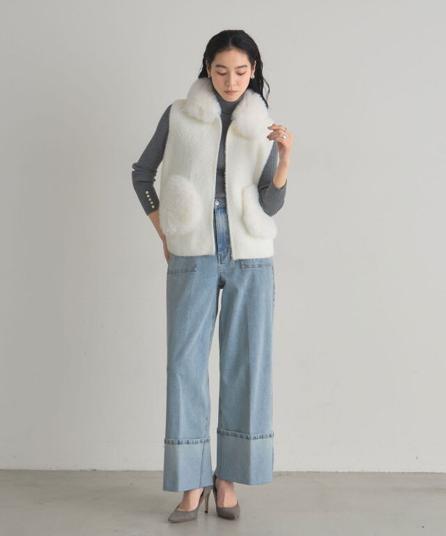 オフィシャルサイト限定】ファー×ニットZIPベスト