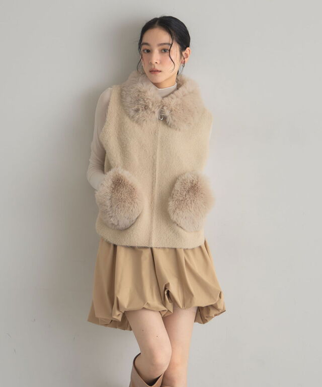 オフィシャルサイト限定】ファー×ニットZIPベスト