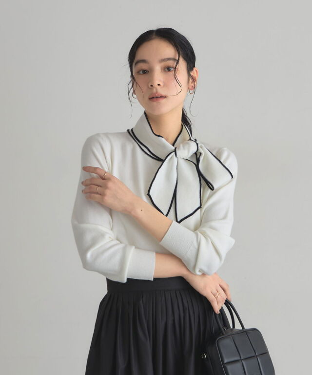 アメリヴィンテージ　ボウタイニット オフィシャルサイト限定】バイカラーボウタイニット
