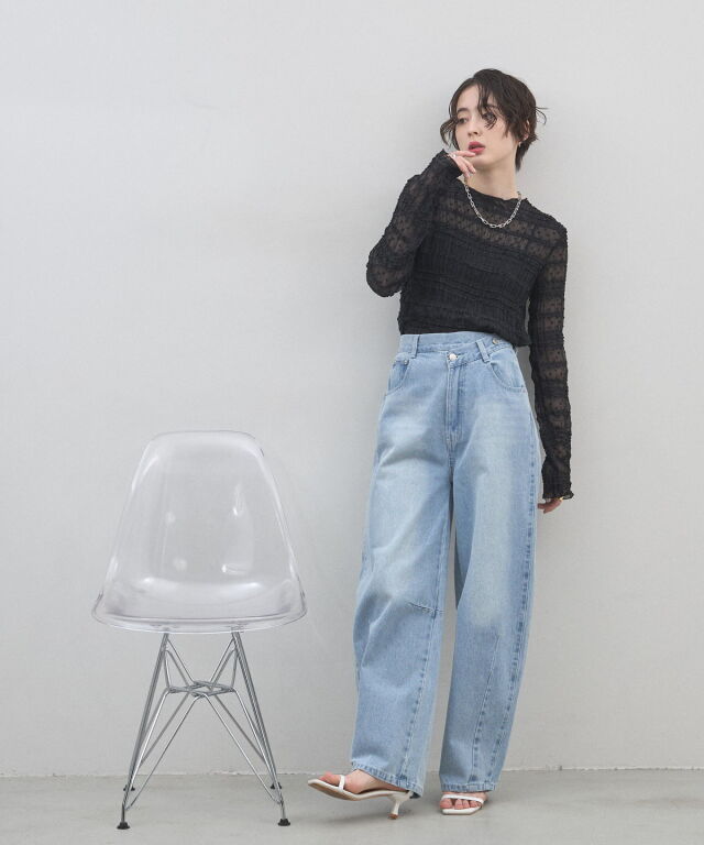 INGEBORG 豪華フリルシアートップス 日本製 フリーサイズ ヴィンテージ① オフィシャルサイト限定】ドビードットフリルシアートップス