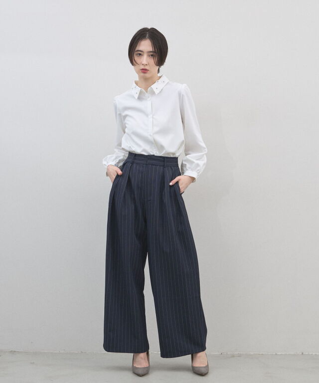 オフィシャルサイト限定】レースフラワーモチーフ襟シャツ