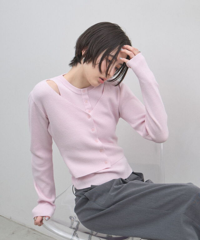 レイヤード風カーディガン