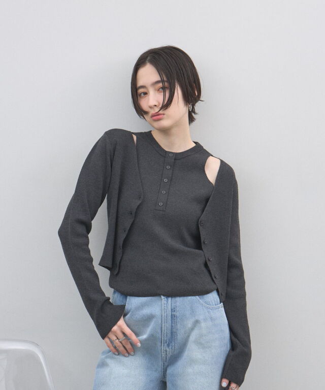 レイヤード風カーディガン