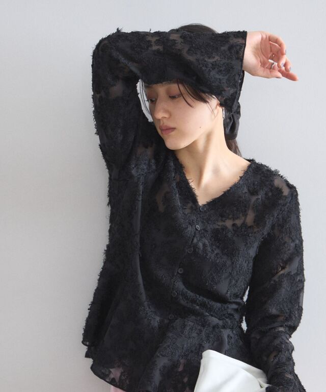 最終価格！ブルレア♡ジャガードブラウス セール】＜立体レース＞ジャガードフラワーブラウス / シアーブラウス