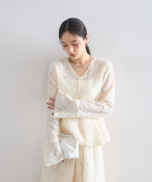 最終価格！ブルレア♡ジャガードブラウス セール】＜立体レース＞ジャガードフラワーブラウス / シアーブラウス