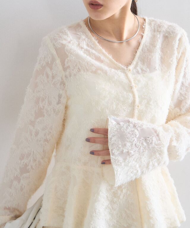 最終価格！ブルレア♡ジャガードブラウス セール】＜立体レース＞ジャガードフラワーブラウス / シアーブラウス