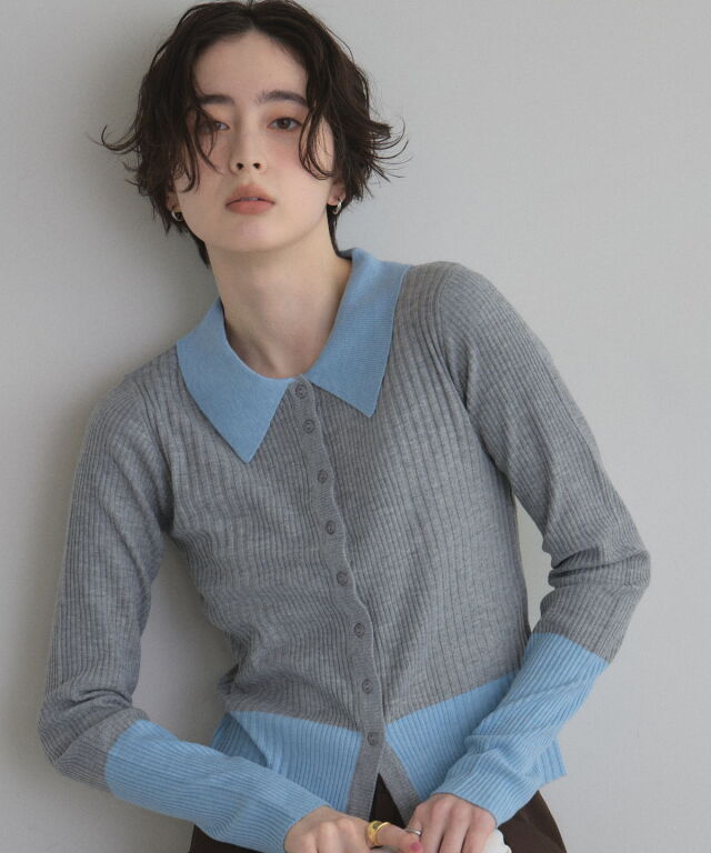 1月21日オフィシャルサイト限定再販！配色ポロニットカーデ