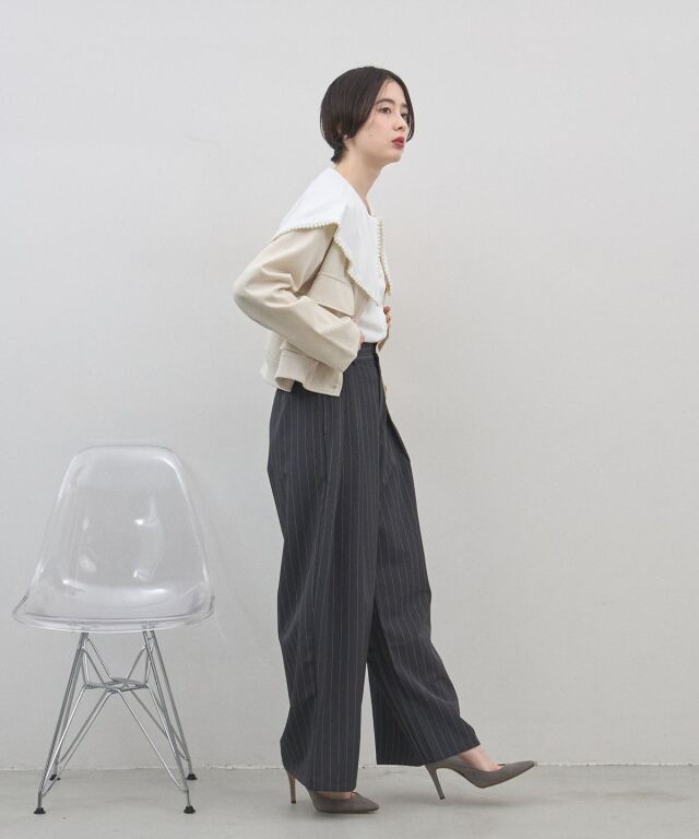 オフィシャルサイト限定】ピンストライプタックワイドパンツ
