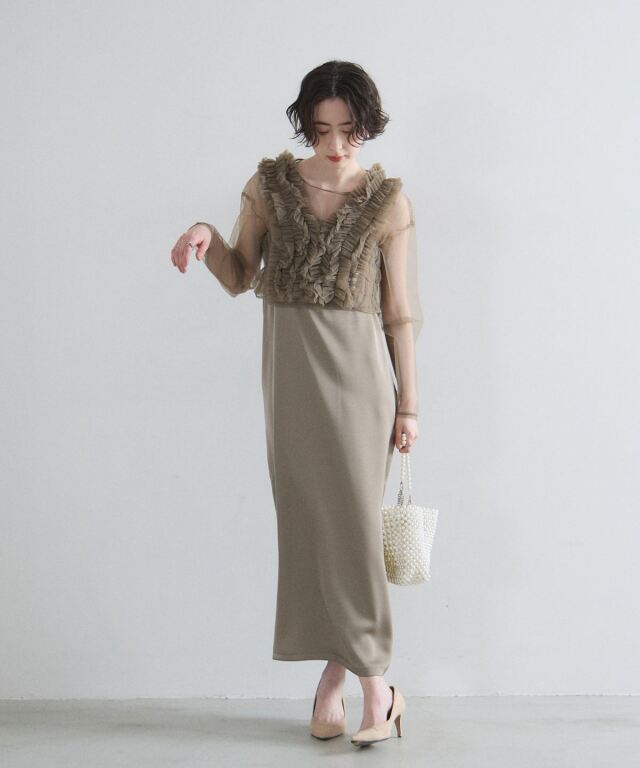 【オフィシャルサイト限定】チュールビスチェ×シアートップス×キャミワンピSET