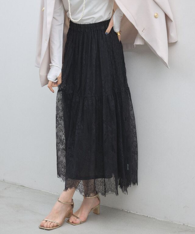 【オフィシャルサイト限定】レース切替フレアスカート