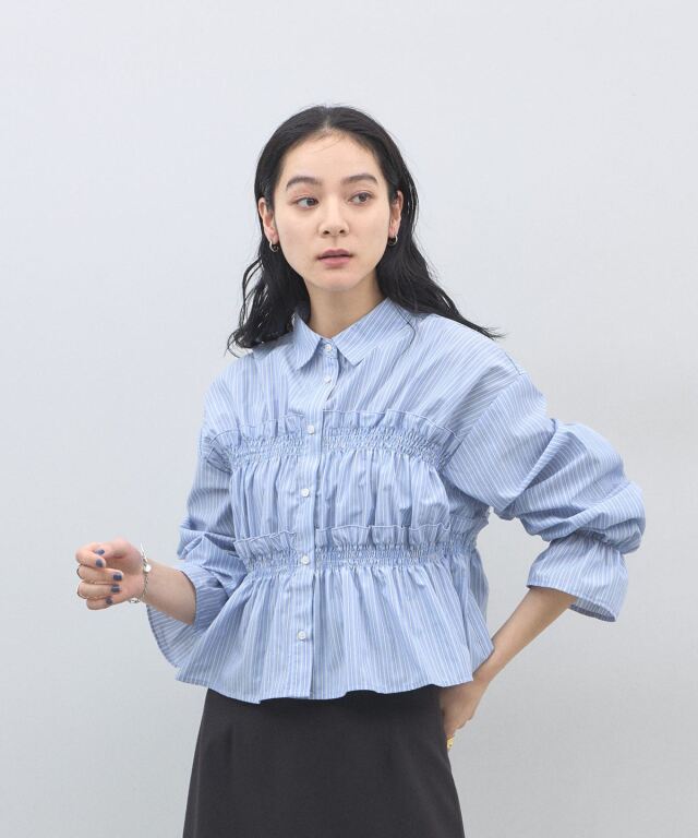 BORDERS at BALCONY フリル袖Tシャツショート丈　36 BORDERS at BALCONY（ボーダーズアットバルコニー） tシャツ 「BORDERS
