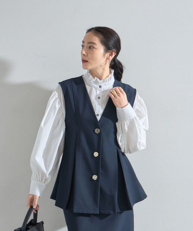 【オフィシャルサイト限定】ゴールドボタン美シルエットジレ（セットアップ）