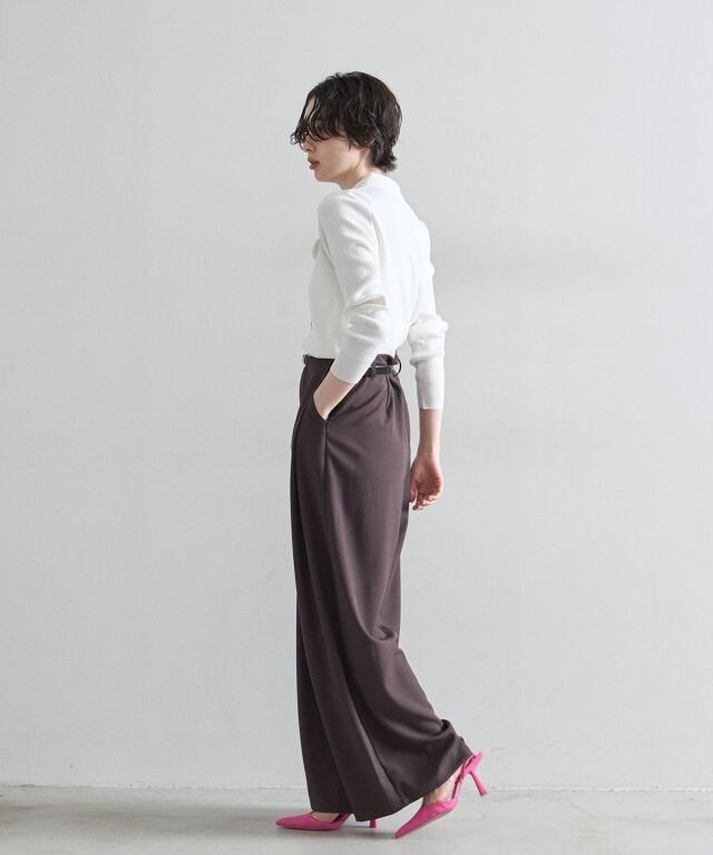 【美品・定価2.9万】ESTNATION ニットポロ L オフホワイト ケーブルニット コットン セーター MNPOSWE16820693