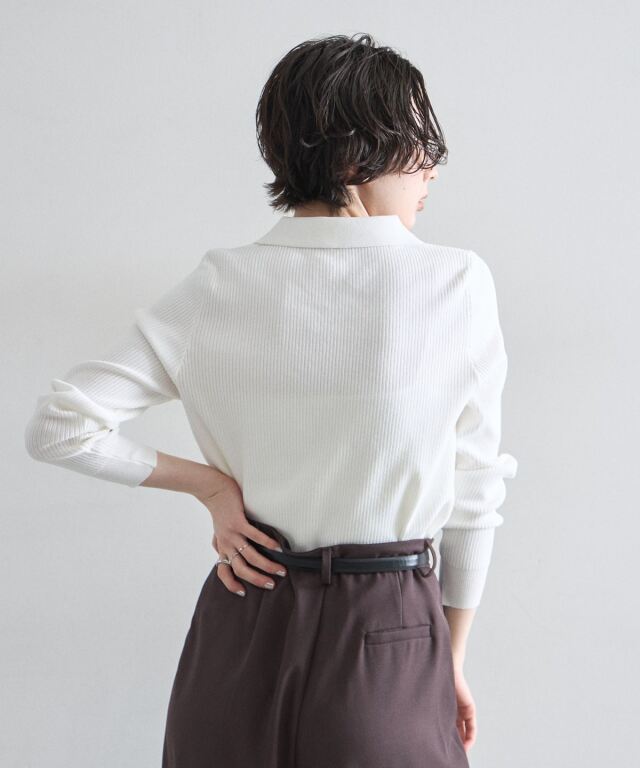 【美品・定価2.9万】ESTNATION ニットポロ L オフホワイト オフィシャルサイト限定】ゴールドボタンニットポロ