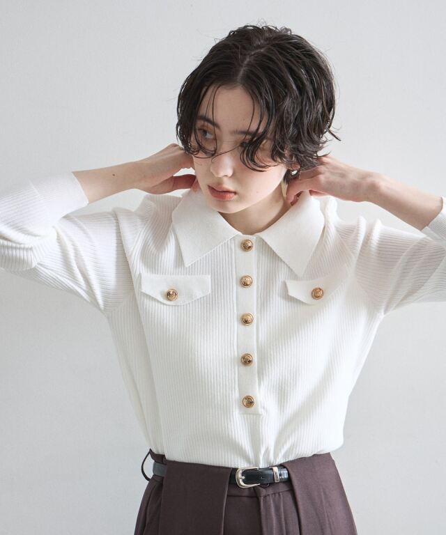 オフィシャルサイト限定】ゴールドボタンニットポロ