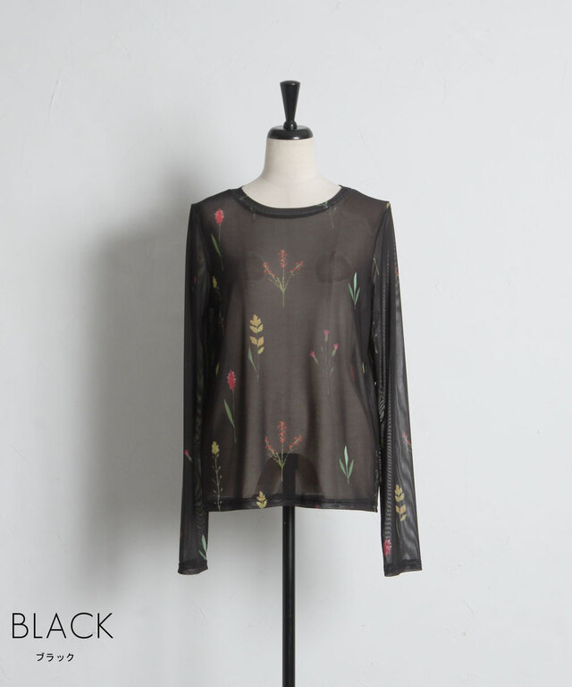 フラワープリントレーストップス floral print レースtops（Tシャツ/カットソー）｜merry jenny（メリー