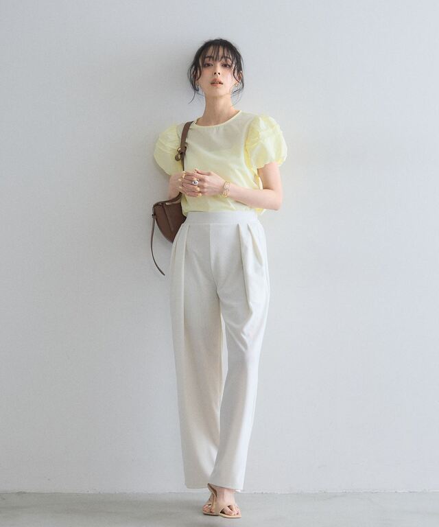 ジューシークチュール パンツ ストレート 3L 白 綿 お出かけ ビッグサイズ 2タックコンフォートストレートパンツ