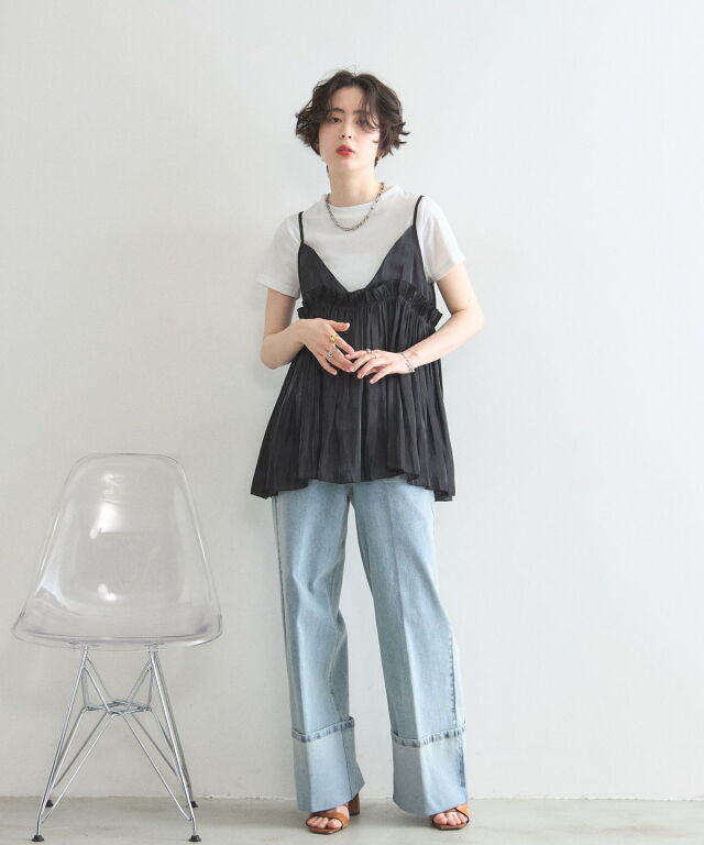 フリルキャミ×Tシャツセット