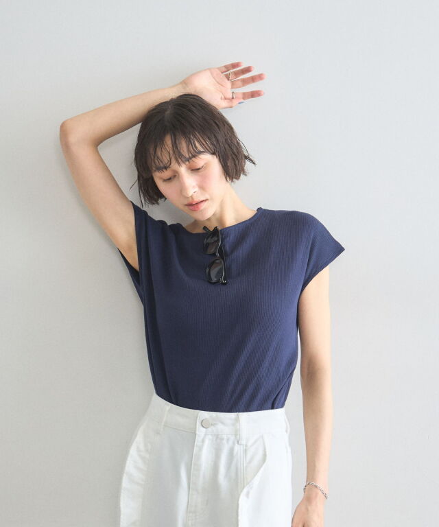 フレンチスリーブリブTシャツ
