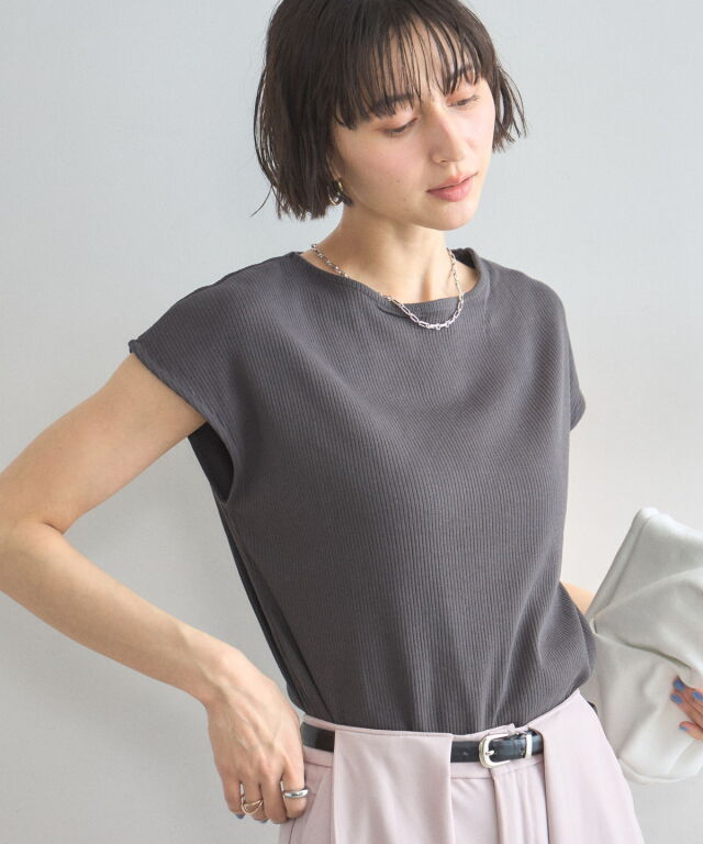 フレンチスリーブリブTシャツ
