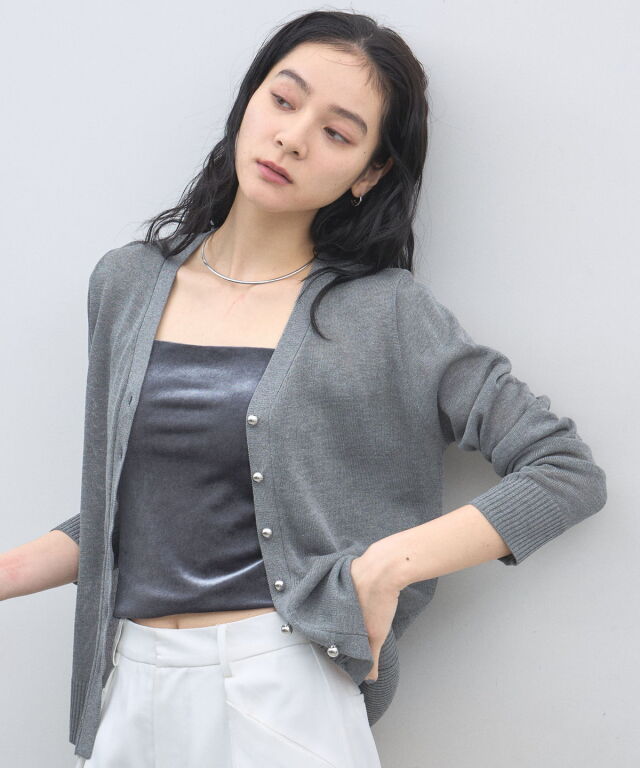 【オフィシャルサイト限定】リネンタッチメタルボタンシアーカーデ