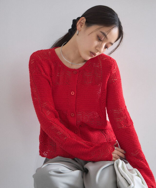 【オフィシャルサイト限定】パッチワーク透かし編みカーディガン