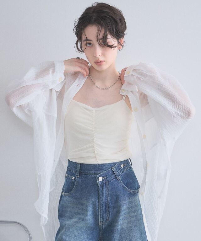 オフィシャルサイト限定】カップ付きシアーシャーリングキャミ