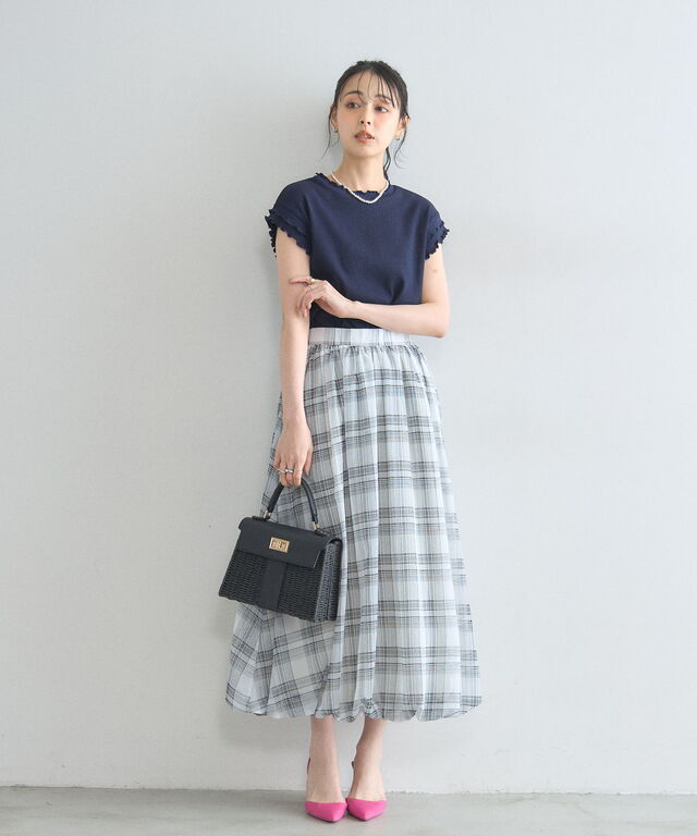 mark & lona 2025秋冬新作バルーンスカート38 グレンチェック オフィシャルサイト限定】シアーチェックバルーンスカート