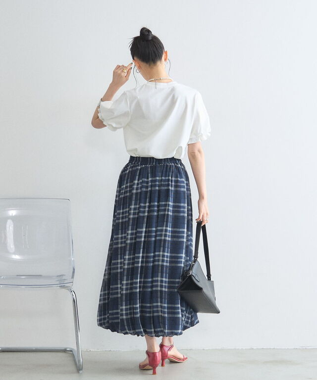 オフィシャルサイト限定】シアーチェックバルーンスカート