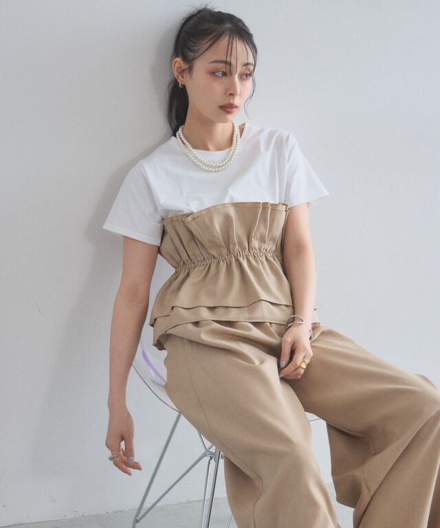 オフィシャルサイト限定】ビスチェ風デザインTシャツ×パンツセット