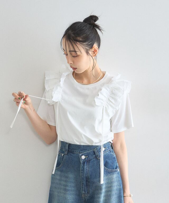 オフィシャルサイト限定】ショルダーフリルデザインTシャツ