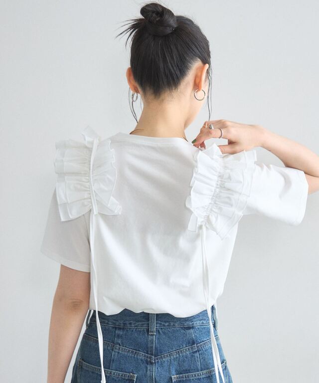 オフィシャルサイト限定】ショルダーフリルデザインTシャツ