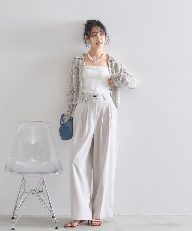 ナローベルトタックワイドパンツ