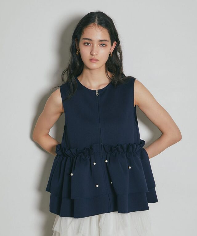 お値下げ交渉可　リハーズオール　フリル レース切替 変形ベスト お値下げ交渉可 リハーズオール フリル レース切替 変形ベスト