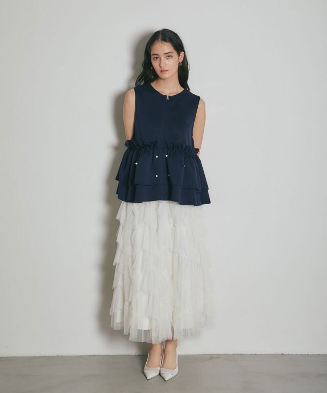 お値下げ交渉可　リハーズオール　フリル レース切替 変形ベスト お値下げ交渉可 リハーズオール フリル レース切替 変形ベスト