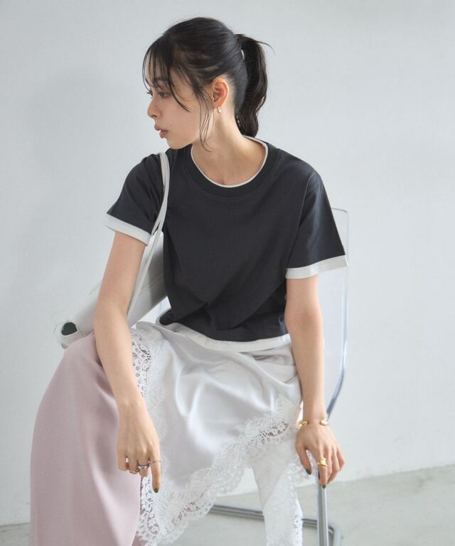 【汗染み防止加工】レイヤード風Tシャツ