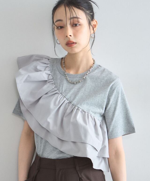 【汗染み防止加工】タスキフリルTシャツ