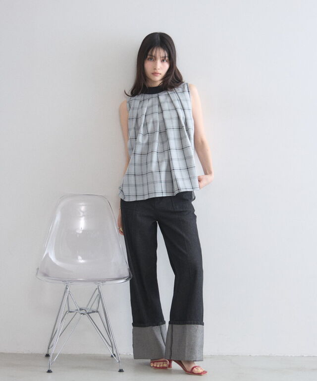 オフィシャルサイト限定】バックリボンチェックブラウス