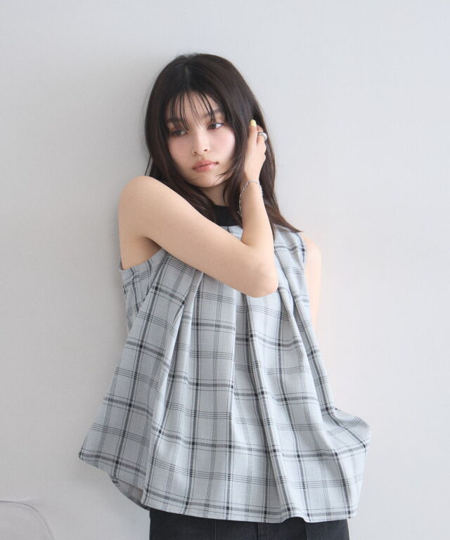 オフィシャルサイト限定】バックリボンチェックブラウス