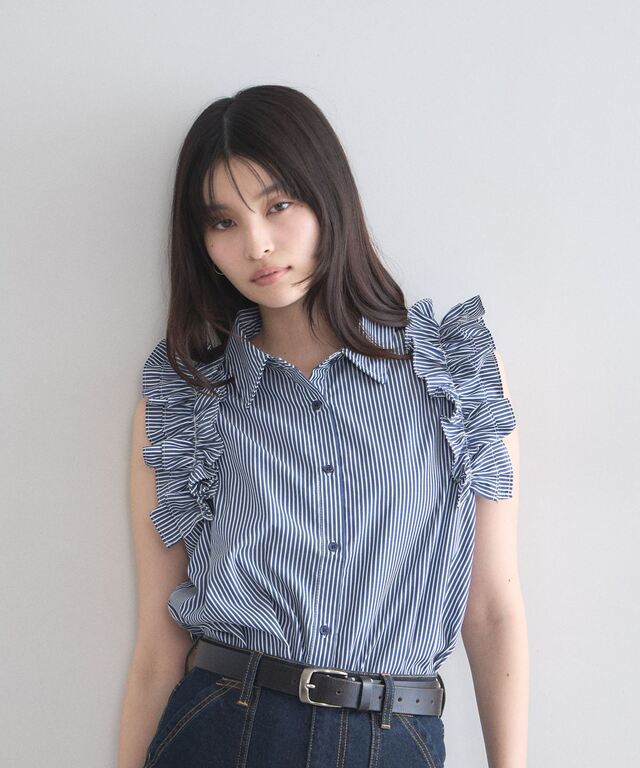 オフィシャルサイト限定】フリルノースリストライプシャツ