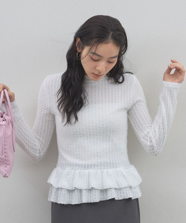 【オフィシャルサイト限定】スクエアジャガードペプラムトップス