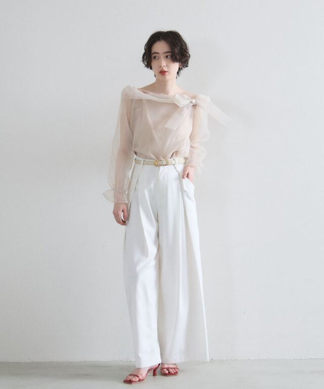 オフィシャルサイト限定】肩リボンシフォンブラウス