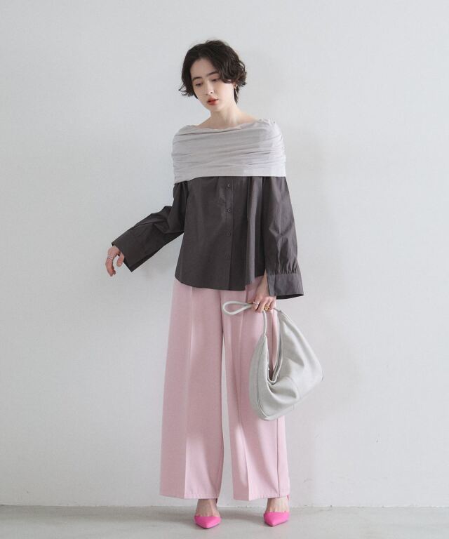 オフショルダー シャツ non-hedge オフショルダーZIPトップス|TiMTiMオンラインストア
