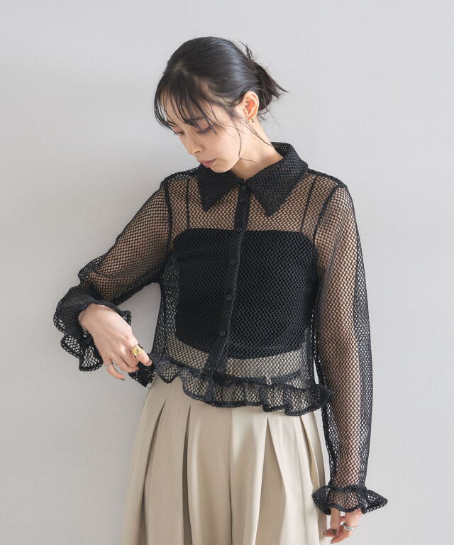 オフィシャルサイト限定】メッシュフリルシャツ
